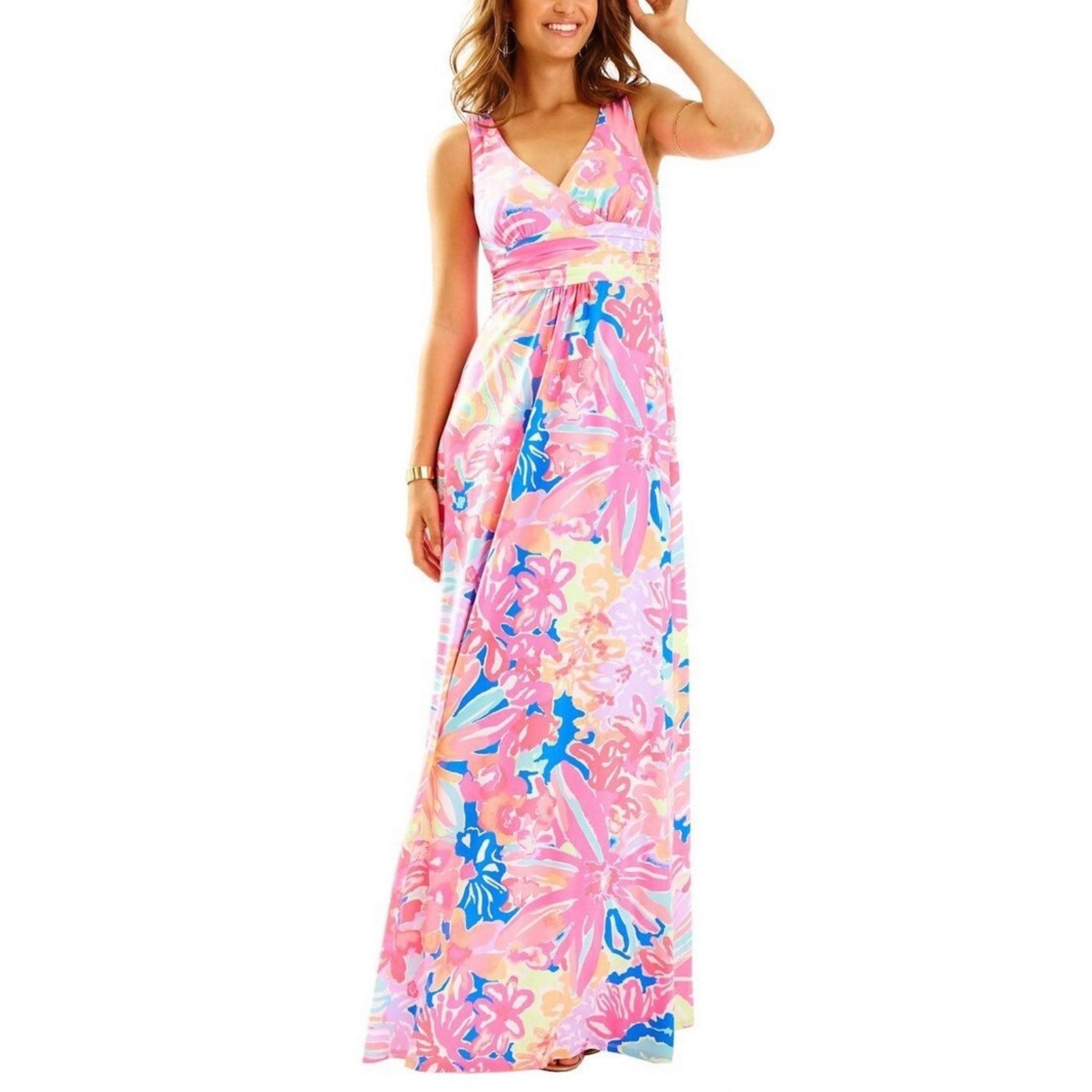 Nwt Lilly Pulitzer Sloane Playa Hermosa Maxi Pink Dress Colorful Sz Xl $198